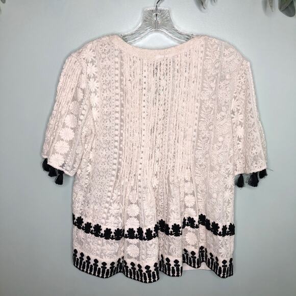 Anthro Hemant & Nandita Cream Embroidered Top S - Picture 6 of 10